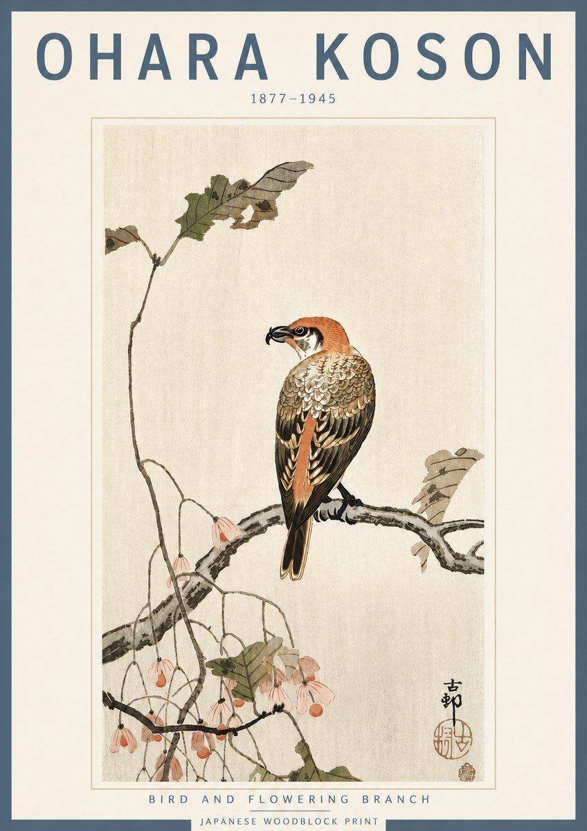 Ohara Koson Bird and Flowering Branch No4 - Plakat