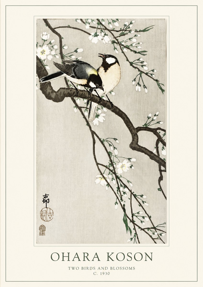 Ohara Koson Two Birds and Blossoms II No1 - Plakat