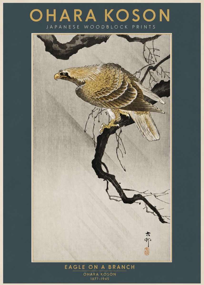 Ohara Koson Eagle on a Branch II No2 - Plakat