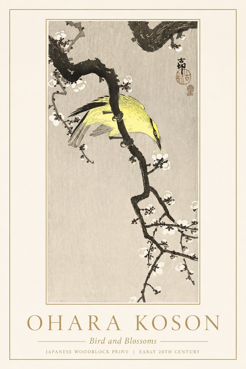 Ohara Koson Bird and Blossoms No1 - Plakat