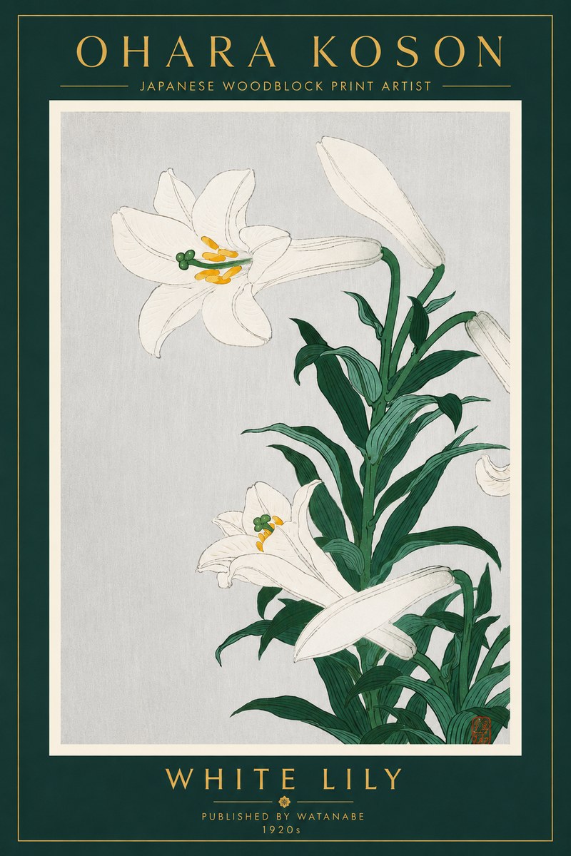 Ohara Koson White Lily No4 - Plakat