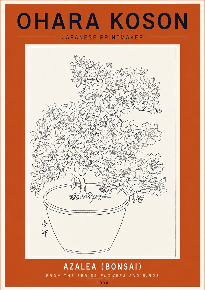 Ohara Koson Azalea (Bonsai) No5 - Plakat