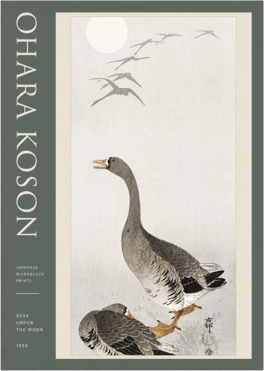 Ohara Koson Gese Under the Moon No2 - Plakat