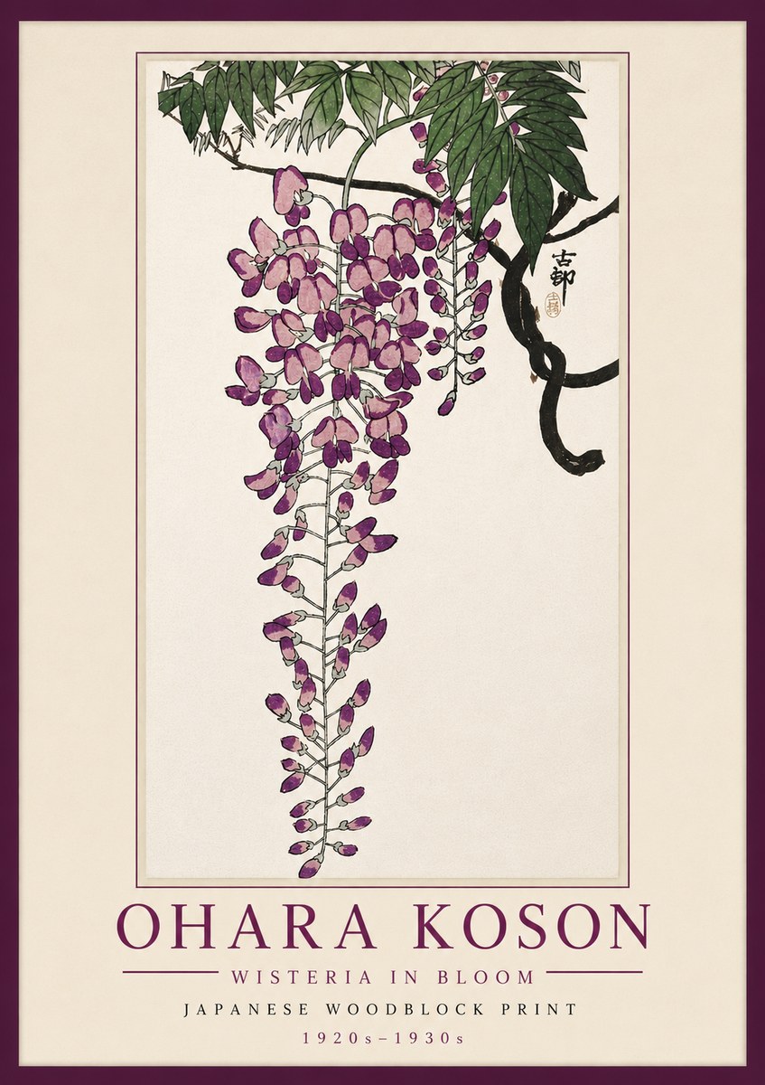 Ohara Koson Wisteria in Bloom No5 - Plakat