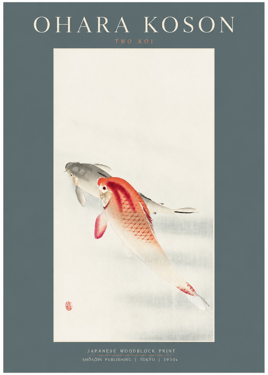 Ohara Koson Two Koi II No2 - Plakat