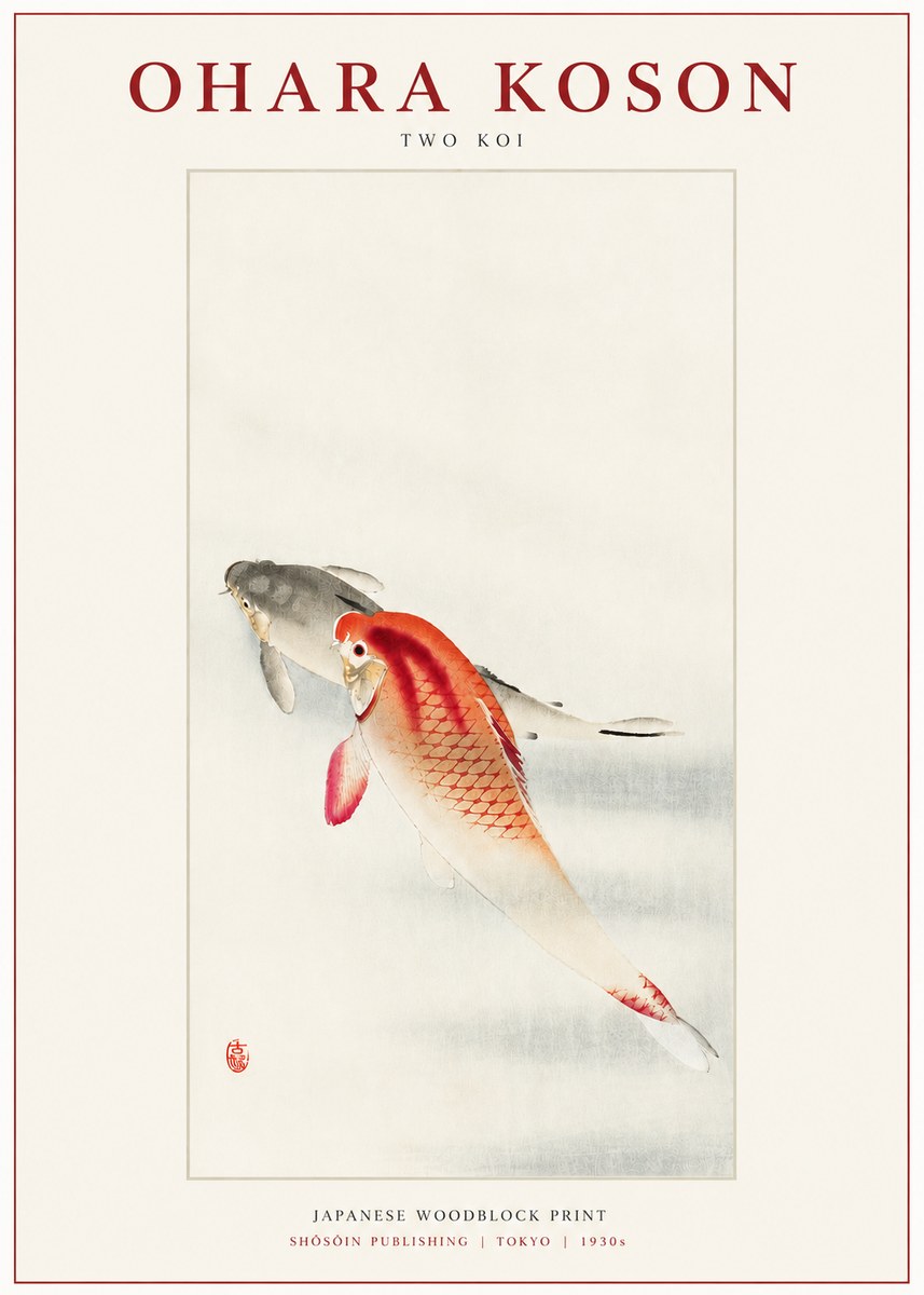 Ohara Koson Two Koi II No3 - Plakat