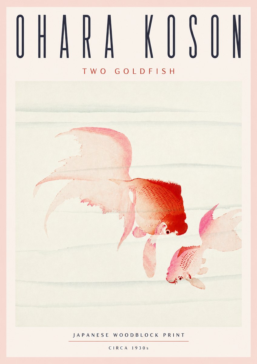 Ohara Koson Two Goldfish No4 - Plakat