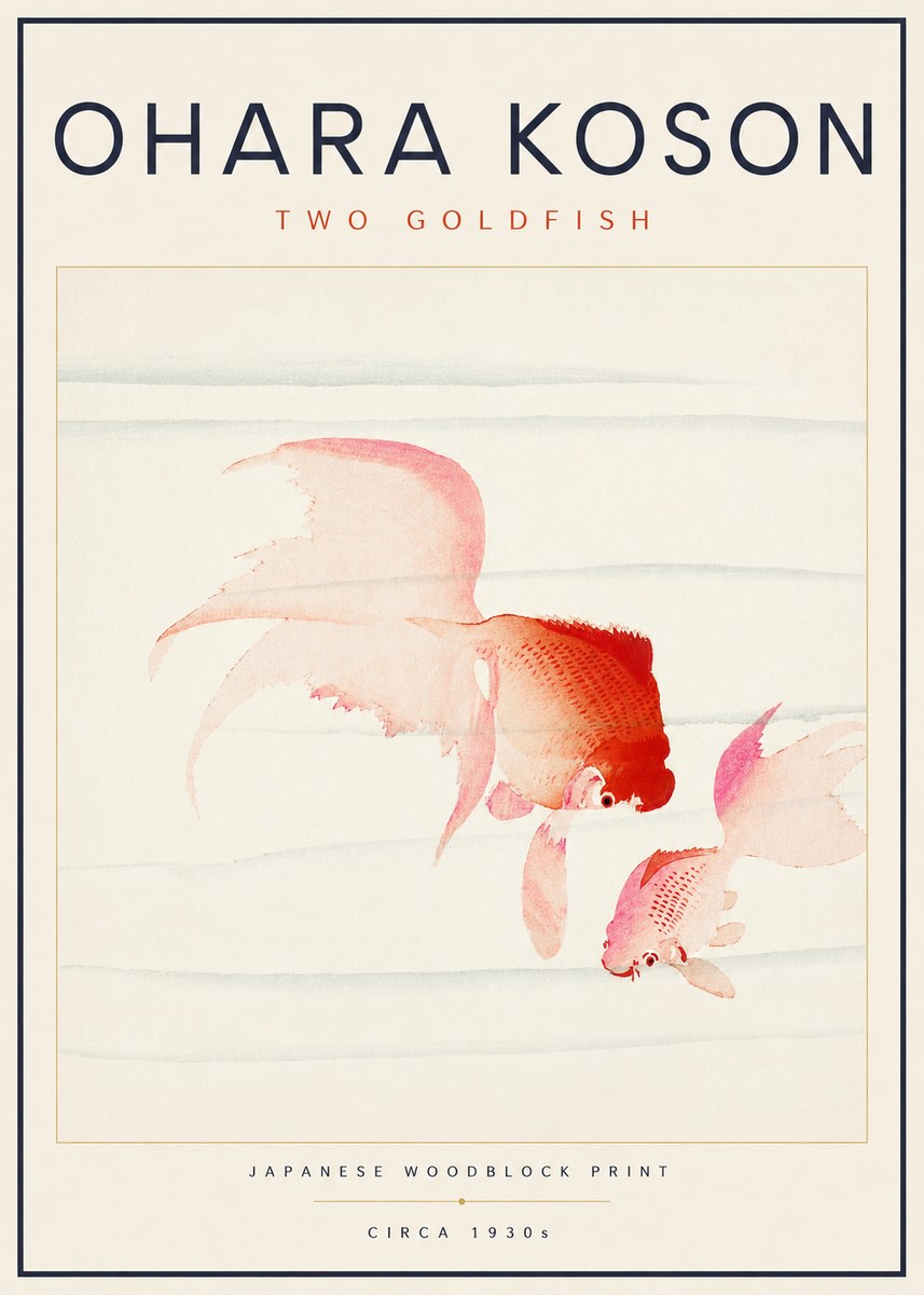 Ohara Koson Two Goldfish No6 - Plakat