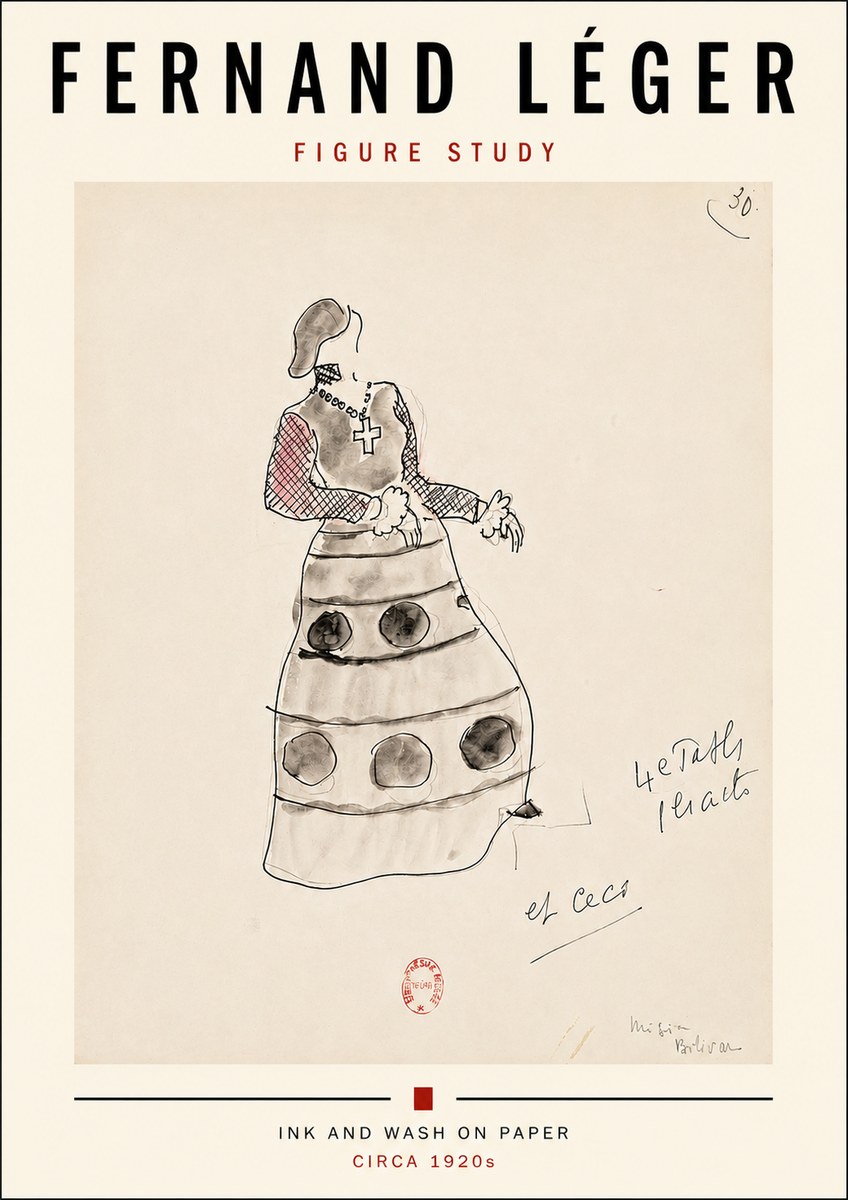 Fernand Léger Costume Design for Le Patin No4 - Plakat