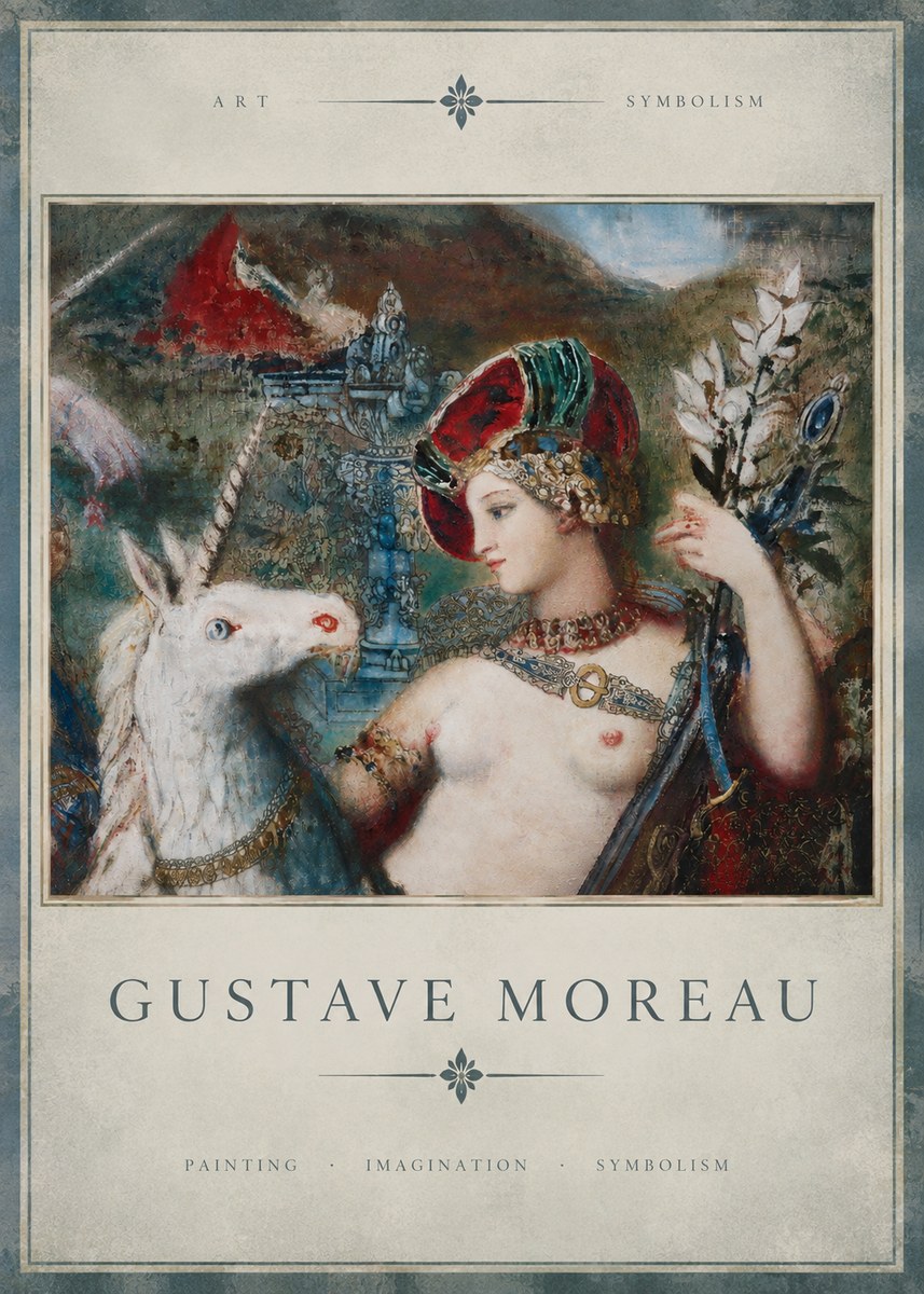 Gustave Moreau The Unicorns I No3 - Plakat