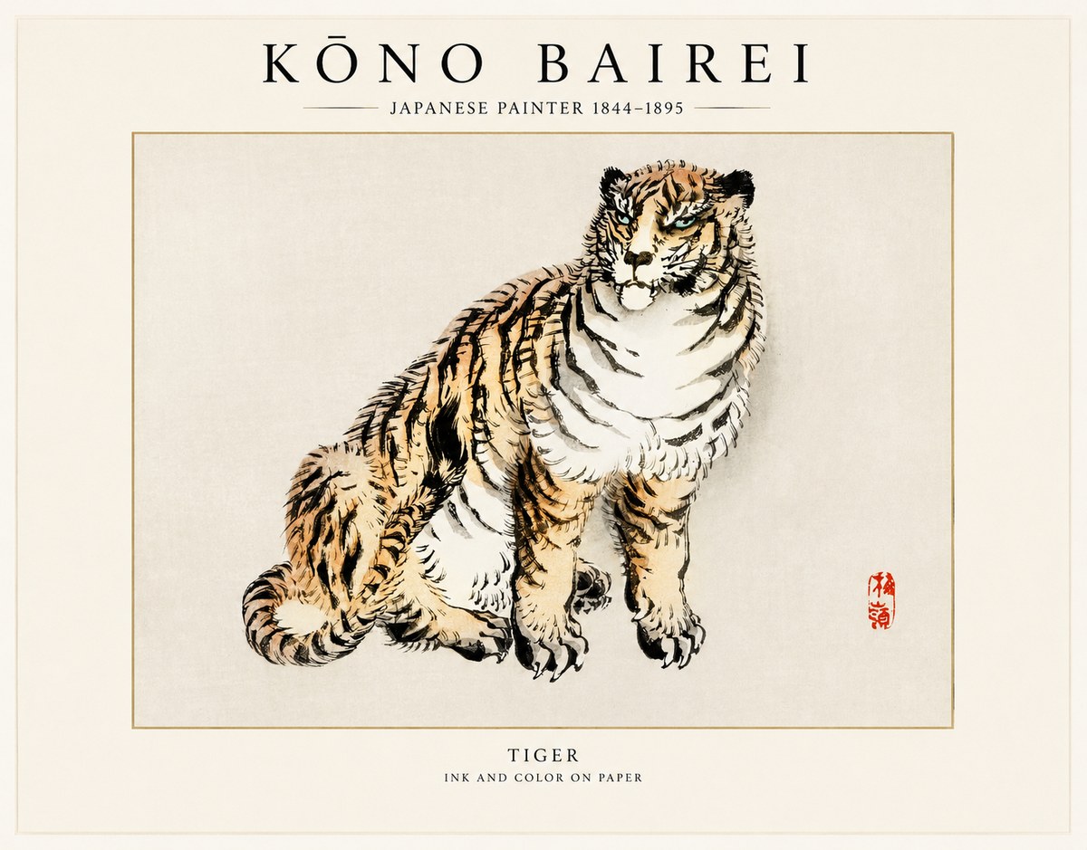 Kōno Bairei Tiger No1 - Plakat