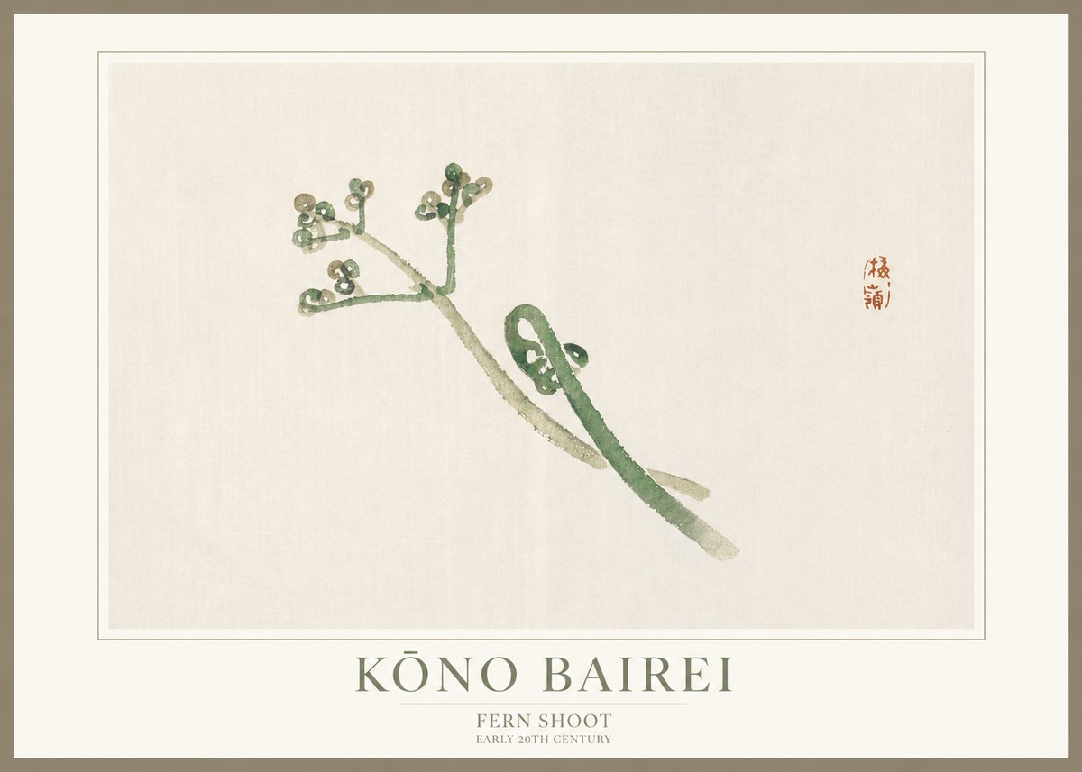 Kōno Bairei Fern Shoot No3 - Plakat