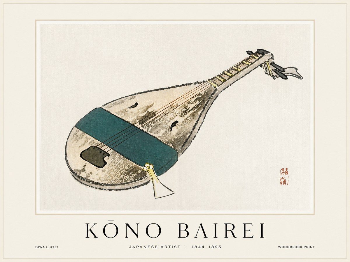 Kōno Bairei Biwa (Lute) No1 - Plakat