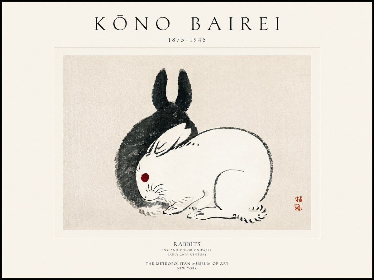 Kōno Bairei Rabbits No1 - Plakat