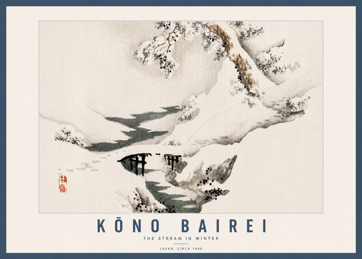 Kōno Bairei The Stream in Winter No6 - Plakat