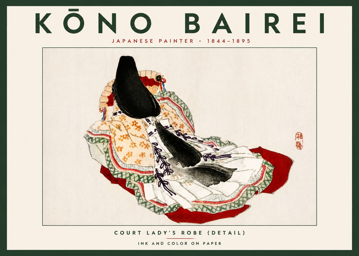 Kōno Bairei Court Lady's Robe (Detail) No5 - Plakat