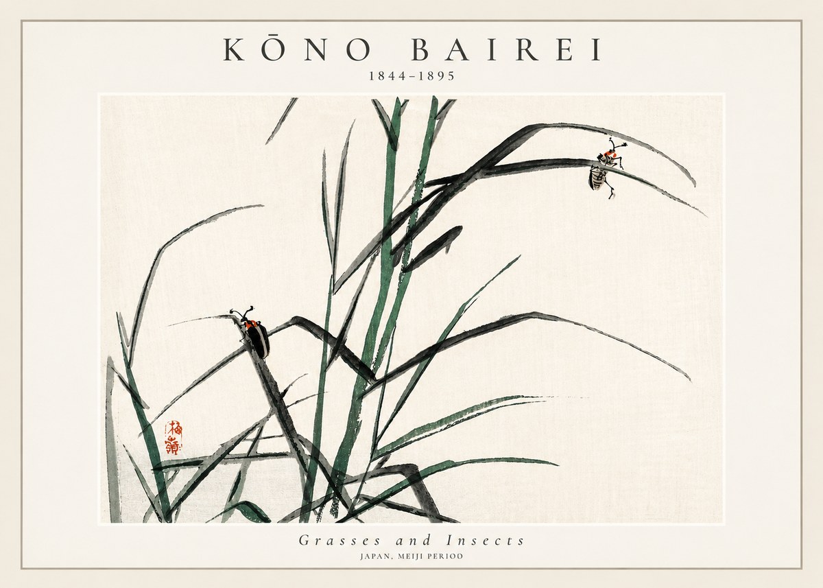 Kōno Bairei Grasses and Insects No3 - Plakat