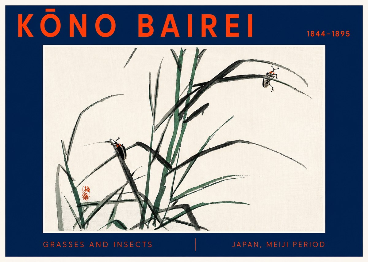 Kōno Bairei Grasses and Insects No6 - Plakat