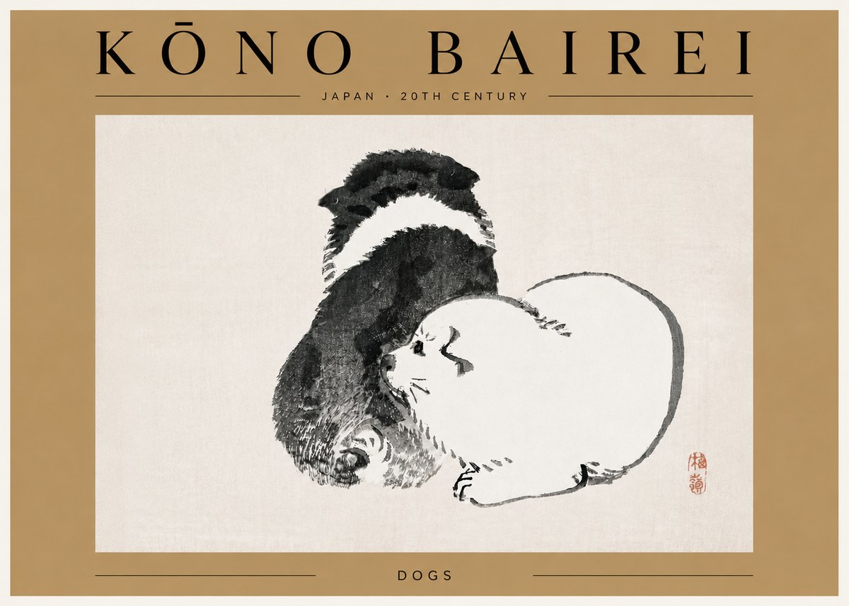 Kōno Bairei Dogs No5 - Plakat