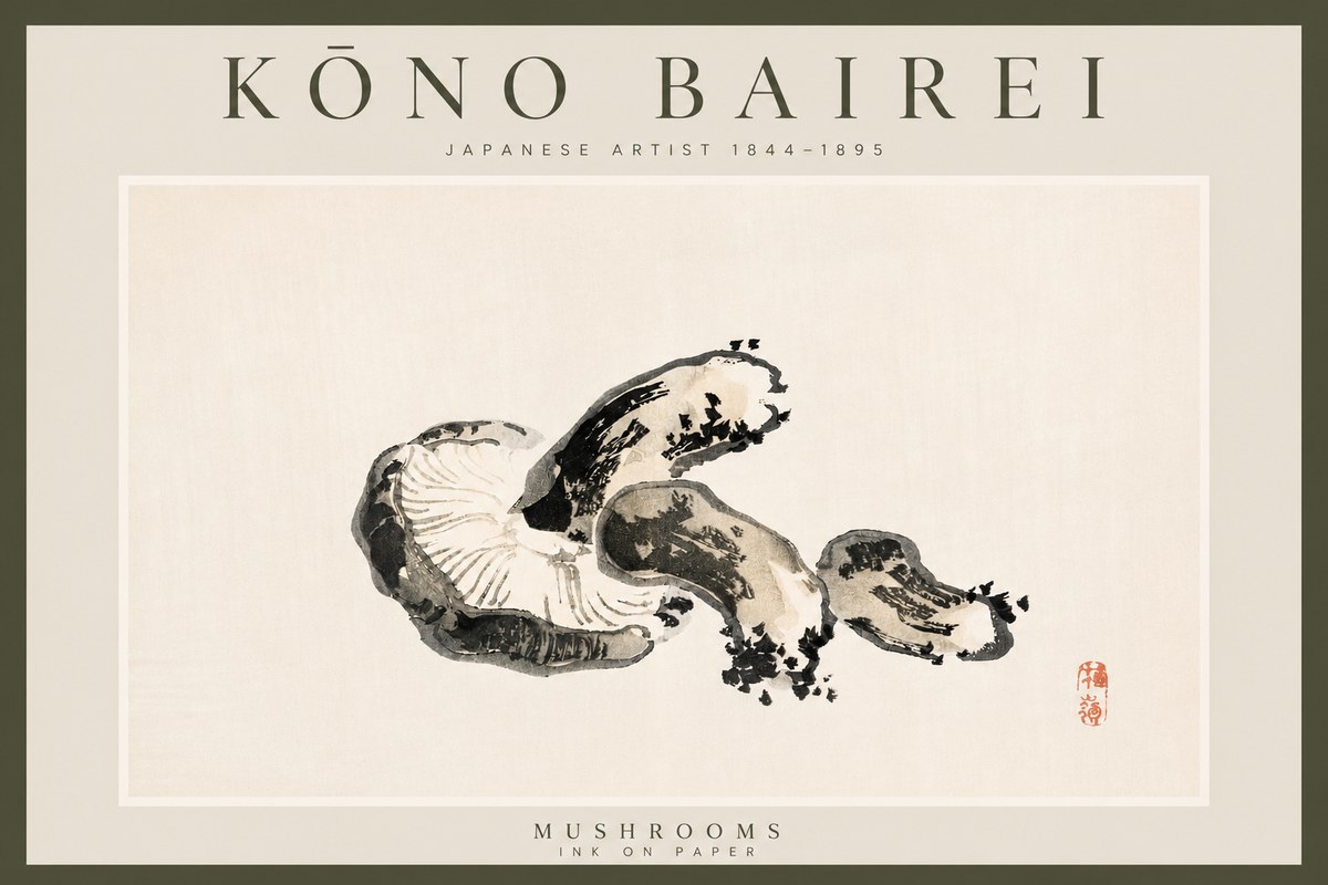 Kōno Bairei Mushrooms No3 - Plakat