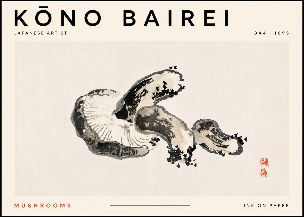 Kōno Bairei Mushrooms No5 - Plakat