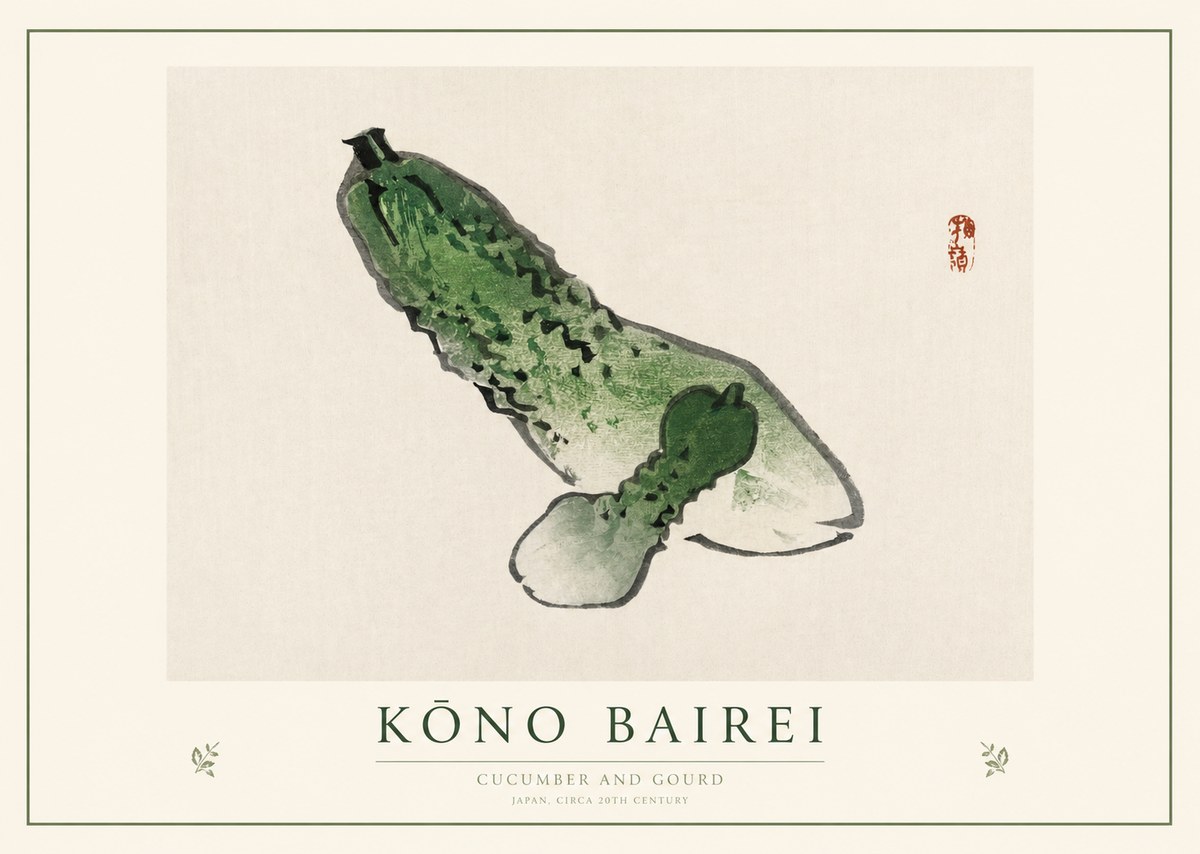 Kōno Bairei Cucumber and Gourd No1 - Plakat