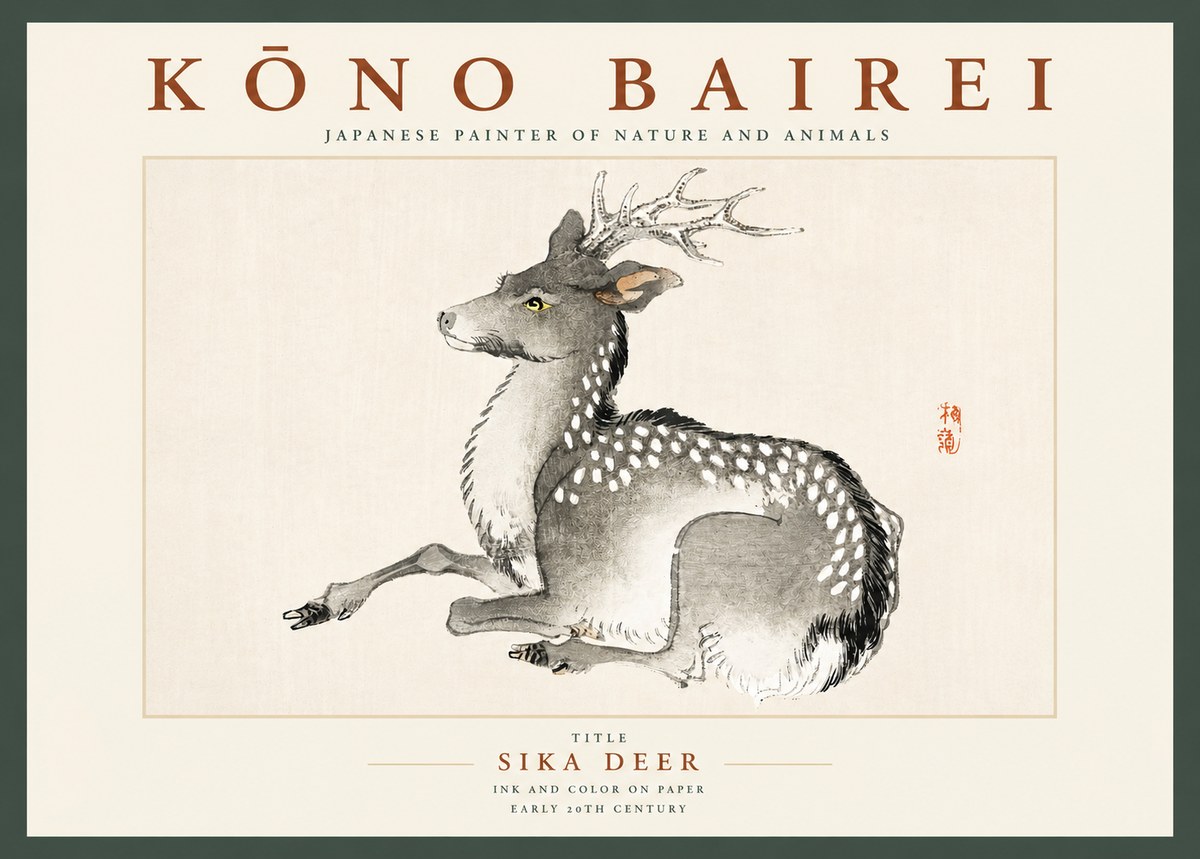 Kōno Bairei Sika Deer No2 - Plakat