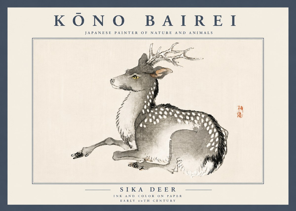 Kōno Bairei Sika Deer No4 - Plakat