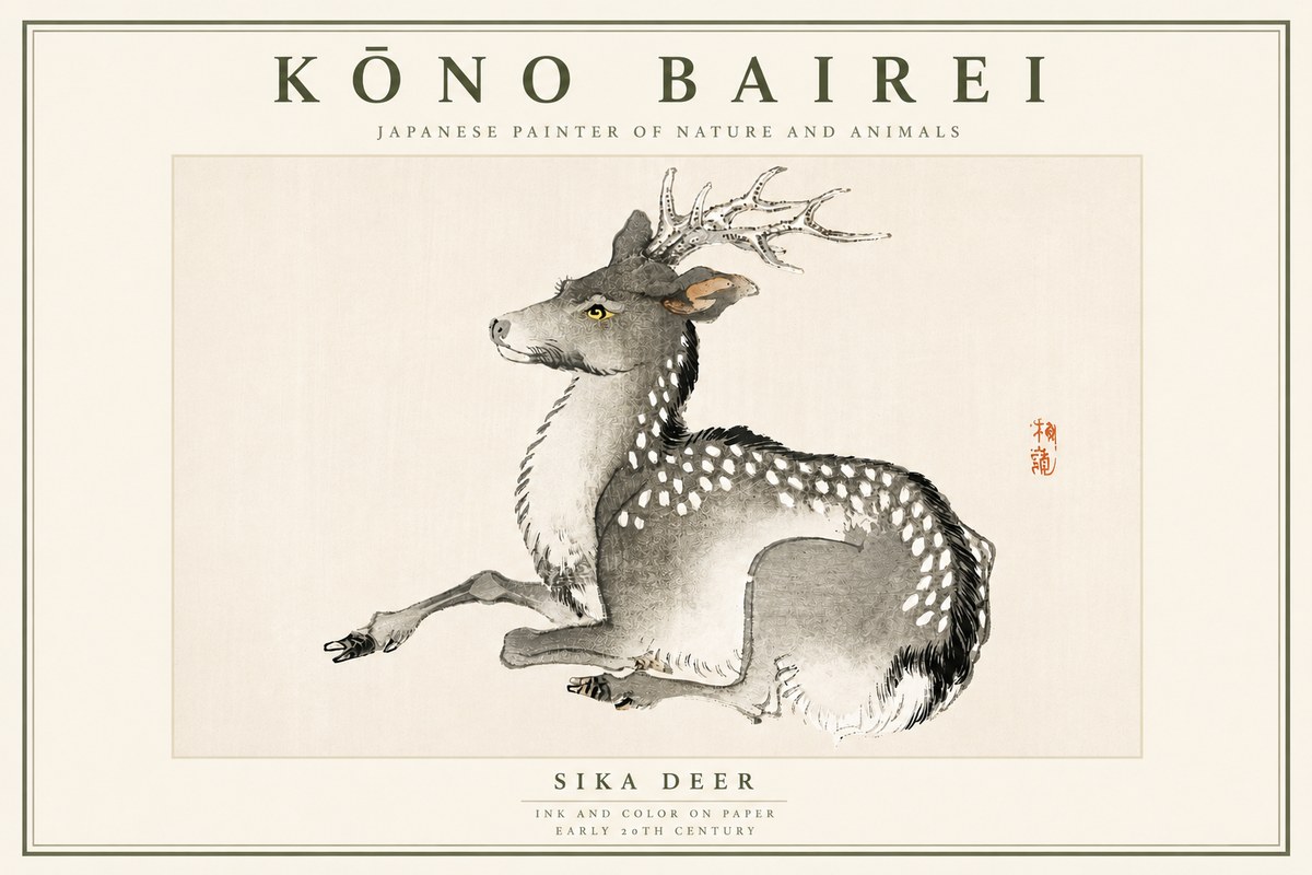 Kōno Bairei Sika Deer No6 - Plakat