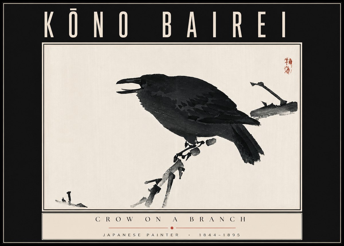 Kōno Bairei Crow on a Branch No4 - Plakat