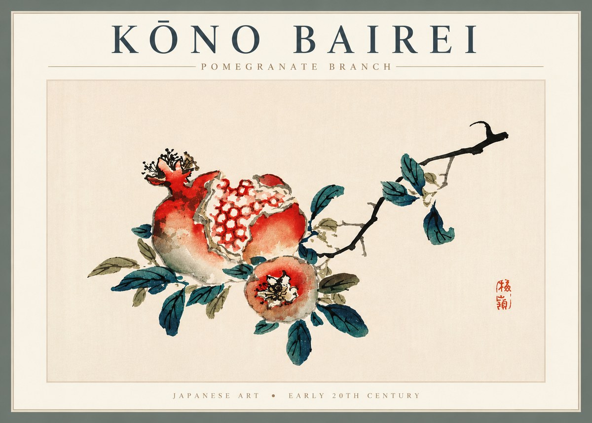 Kōno Bairei Pomegranate Branch No4 - Plakat