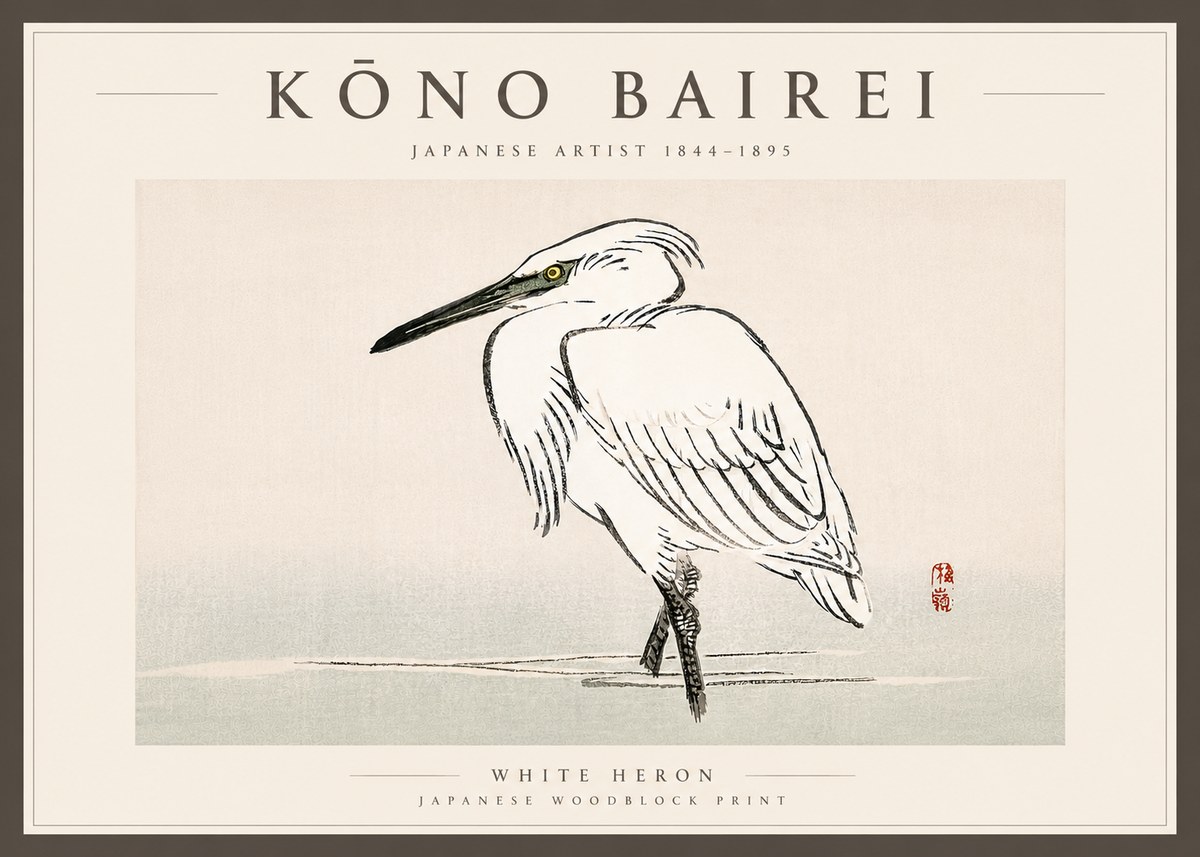 Kōno Bairei White Heron No6 - Plakat