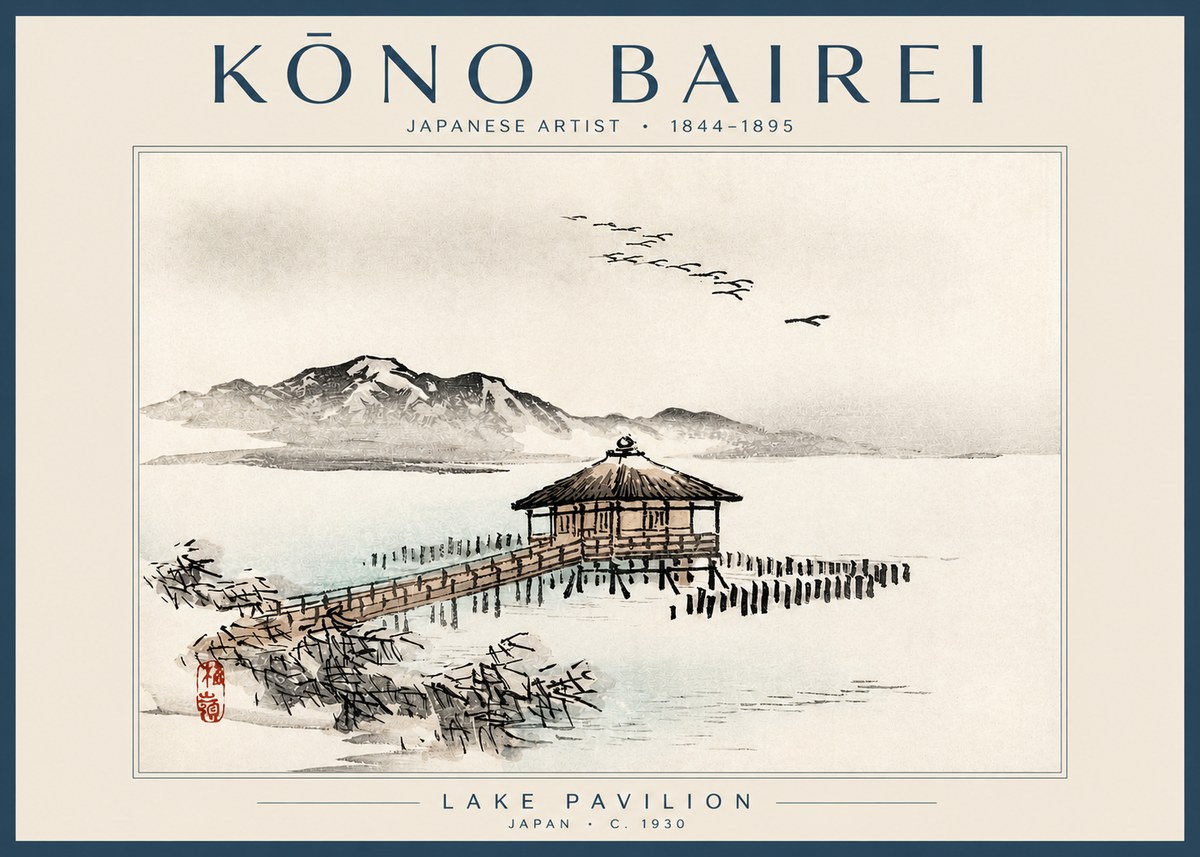 Kōno Bairei Lake Pavilion No2 - Plakat