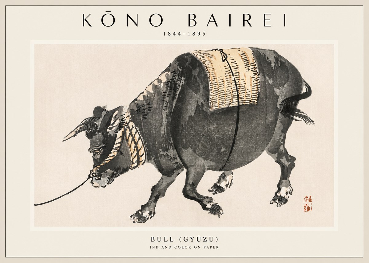 Kōno Bairei Bull (Gyūzu) No1 - Plakat