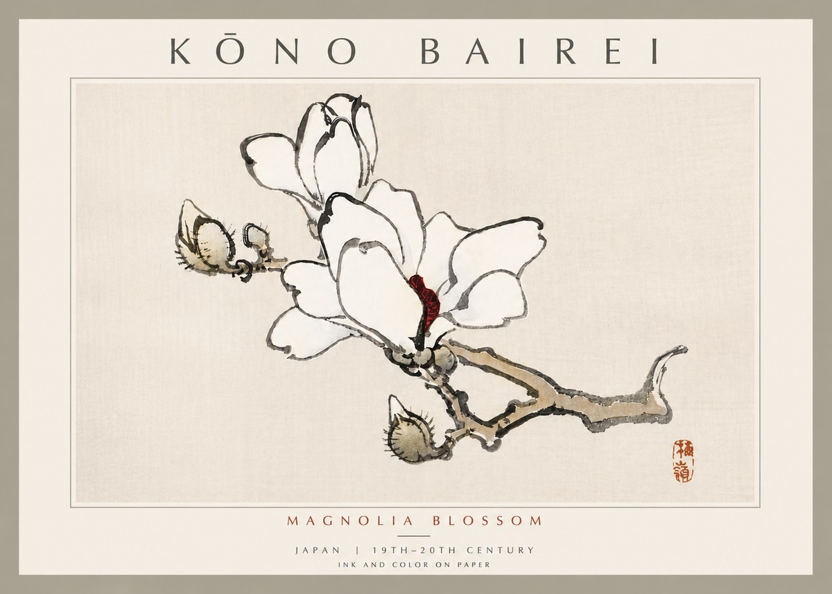 Kōno Bairei Magnolia Blossom No6 - Plakat