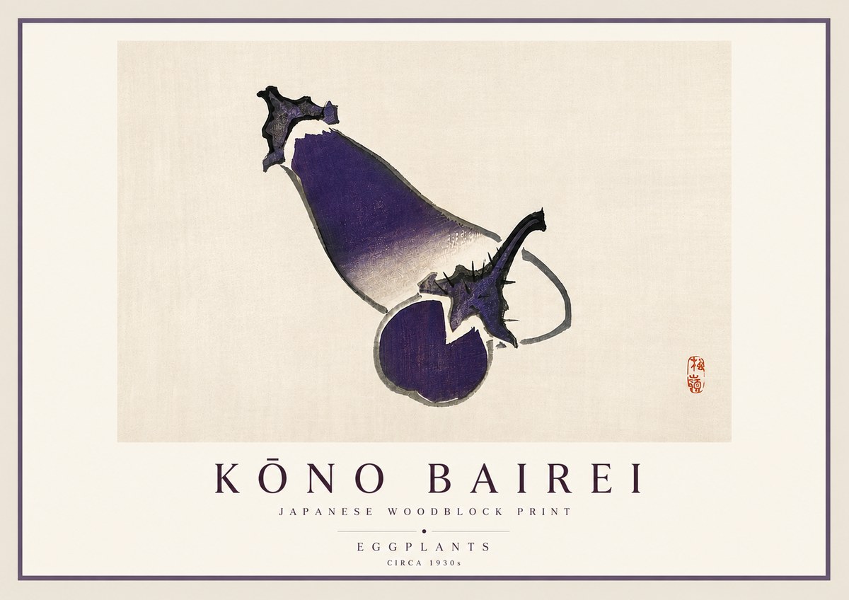 Kōno Bairei Eggplants No3 - Plakat