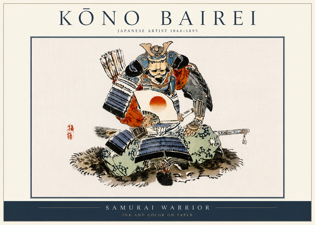 Kōno Bairei Samurai Warrior No3 - Plakat