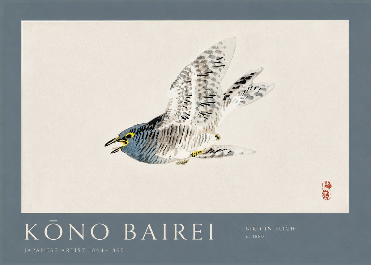 Kōno Bairei Bird in Flight No2 - Plakat