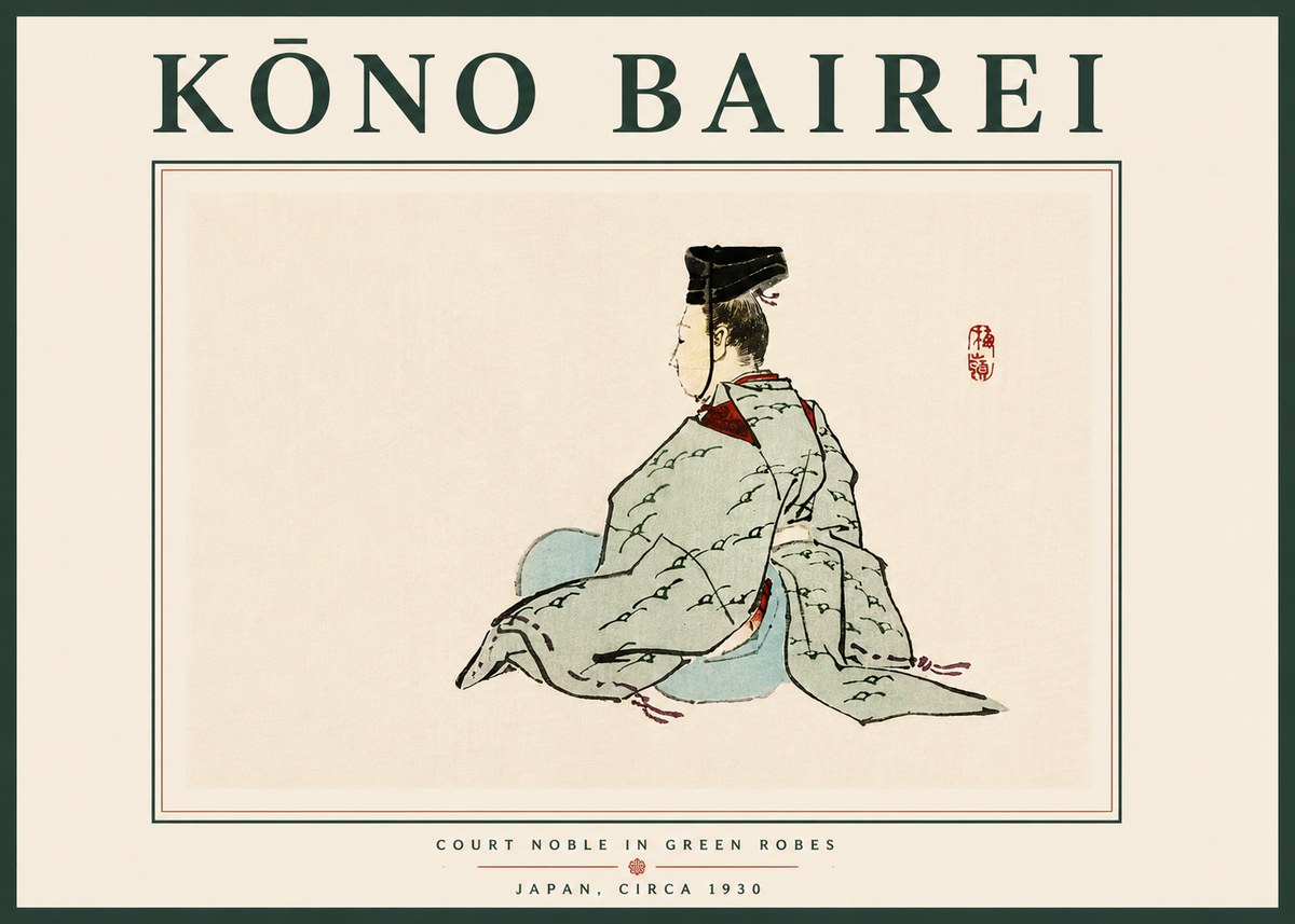 Kōno Bairei Court Noble in Green Robes No6 - Plakat