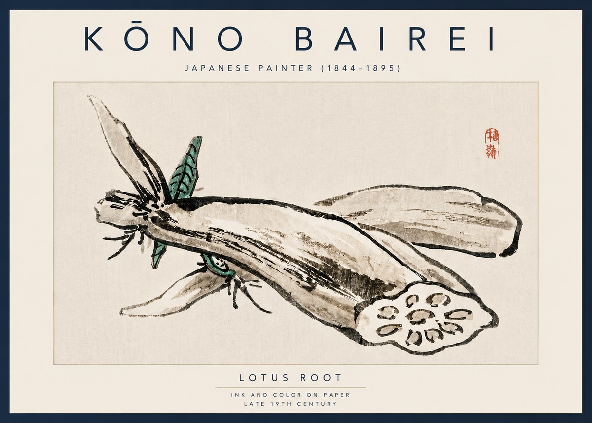 Kōno Bairei Lotus Root No4 - Plakat