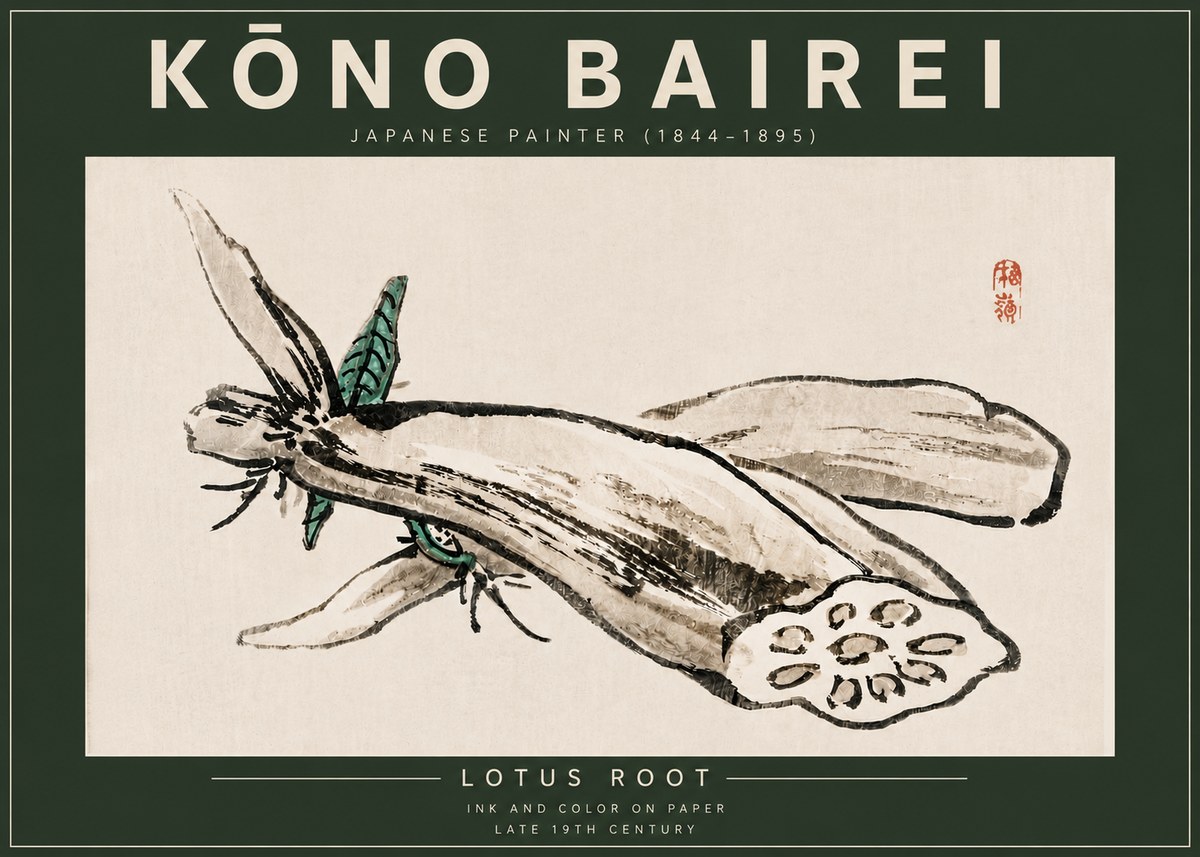 Kōno Bairei Lotus Root No6 - Plakat
