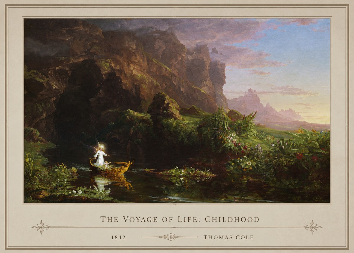 Thomas Cole The Voyage of Life: Childhood I No1 - Plakat