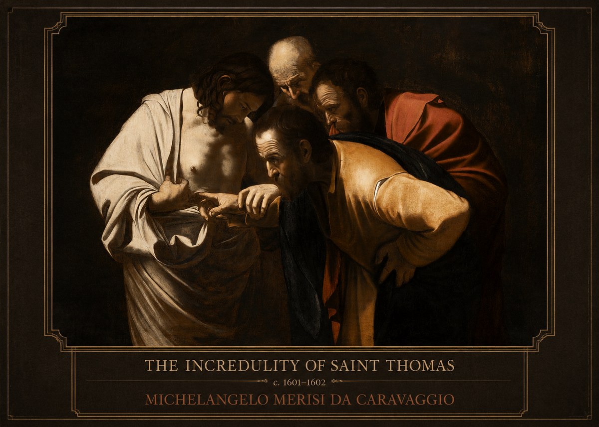 Michelangelo Merisi da Caravaggio The Incredulity of Saint Thomas III No1 - Plakat