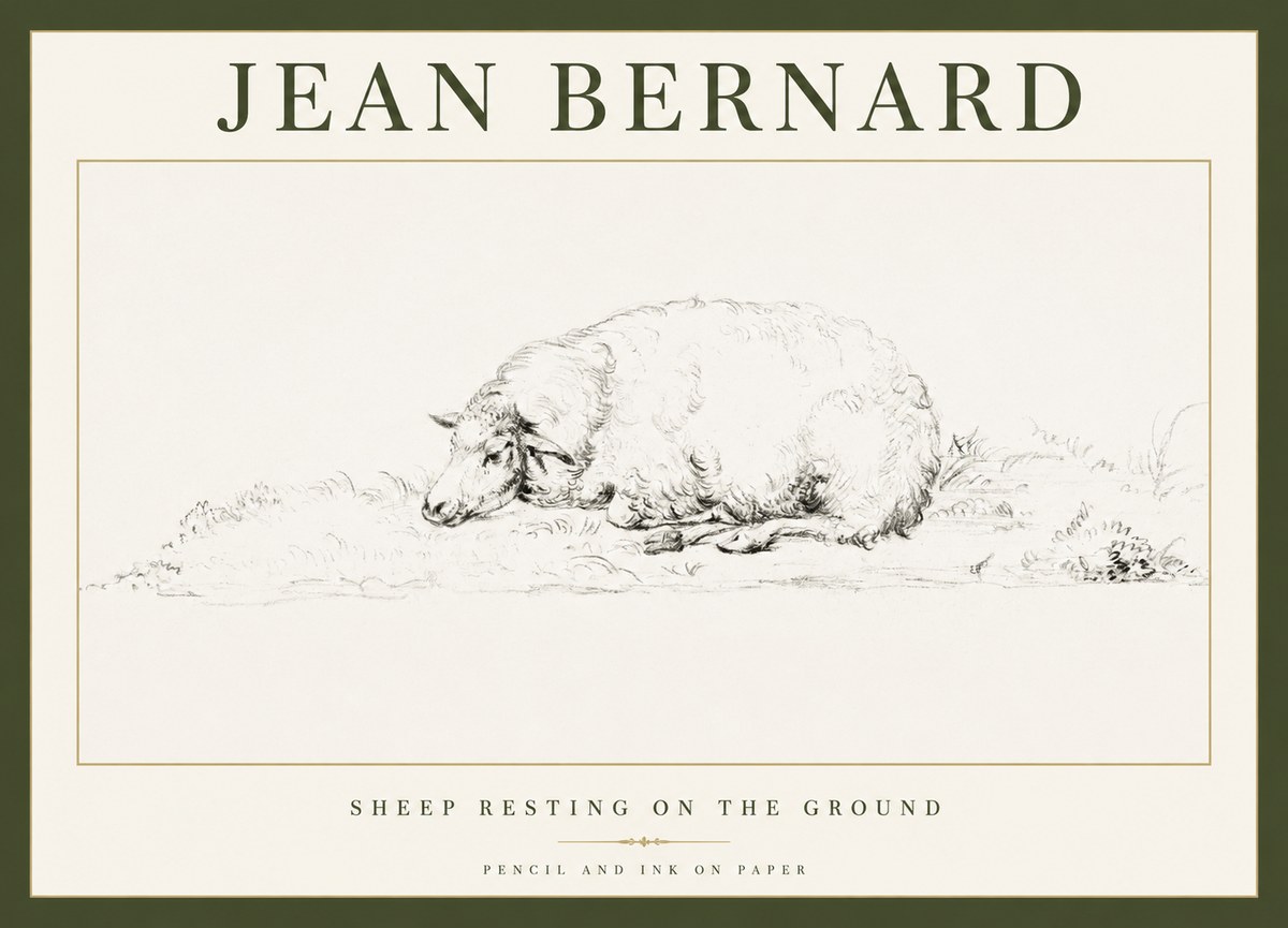 Jean Bernard Sheep Resting on the Ground No1 - Plakat