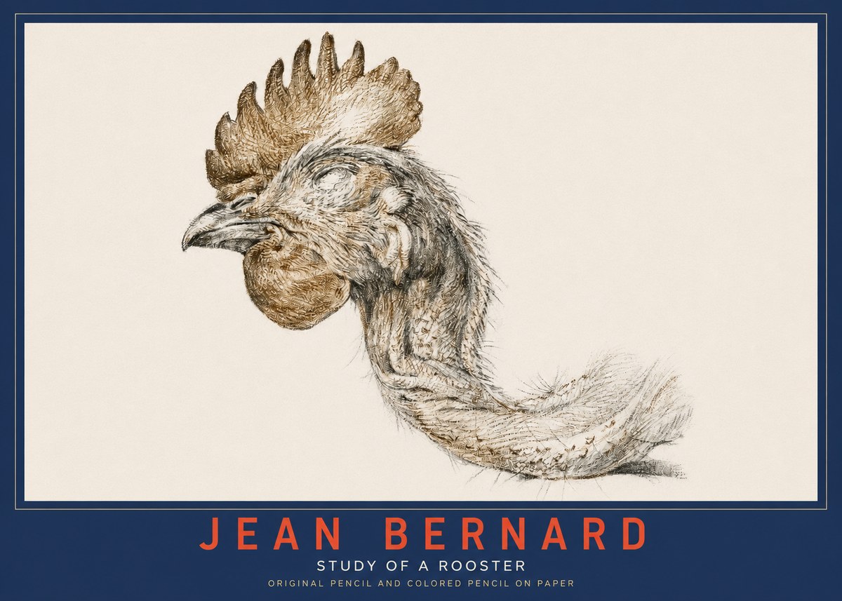 Jean Bernard Study of a Rooster Head No3 - Plakat