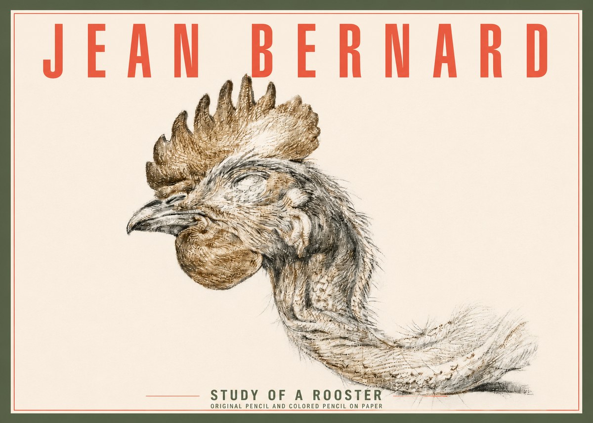 Jean Bernard Study of a Rooster Head No4 - Plakat