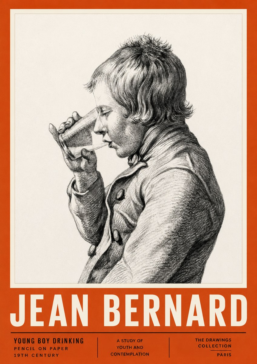Jean Bernard Young Boy Drinking No2 - Plakat