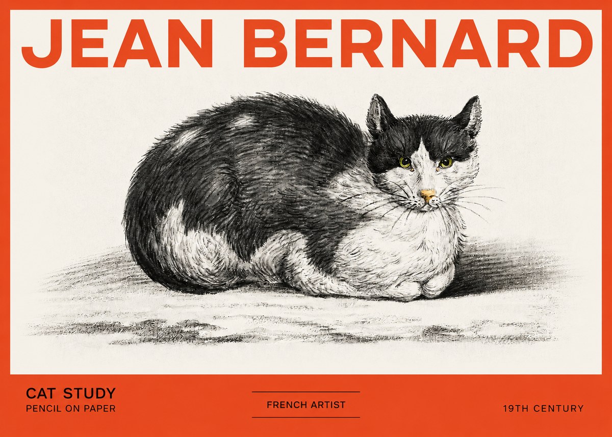 Jean Bernard Cat Study II No2 - Plakat