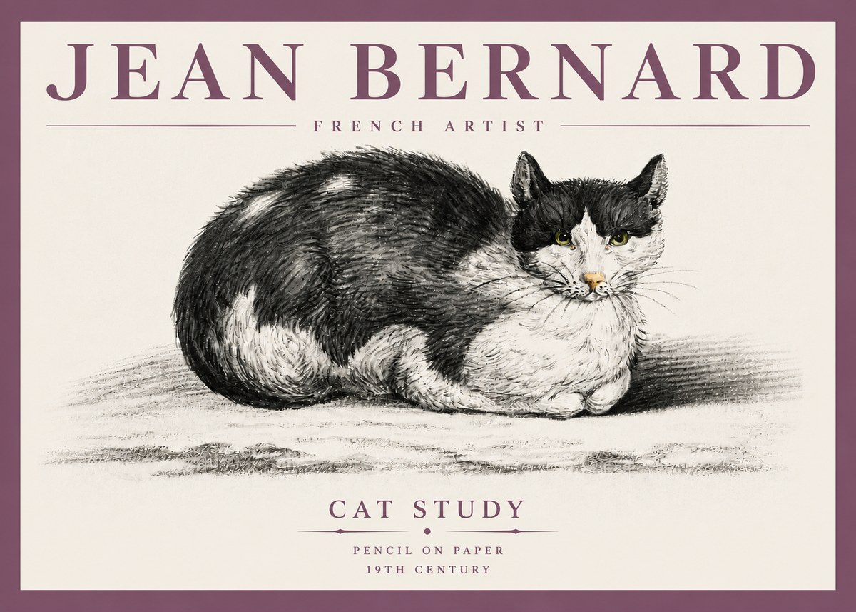 Jean Bernard Cat Study II No4 - Plakat