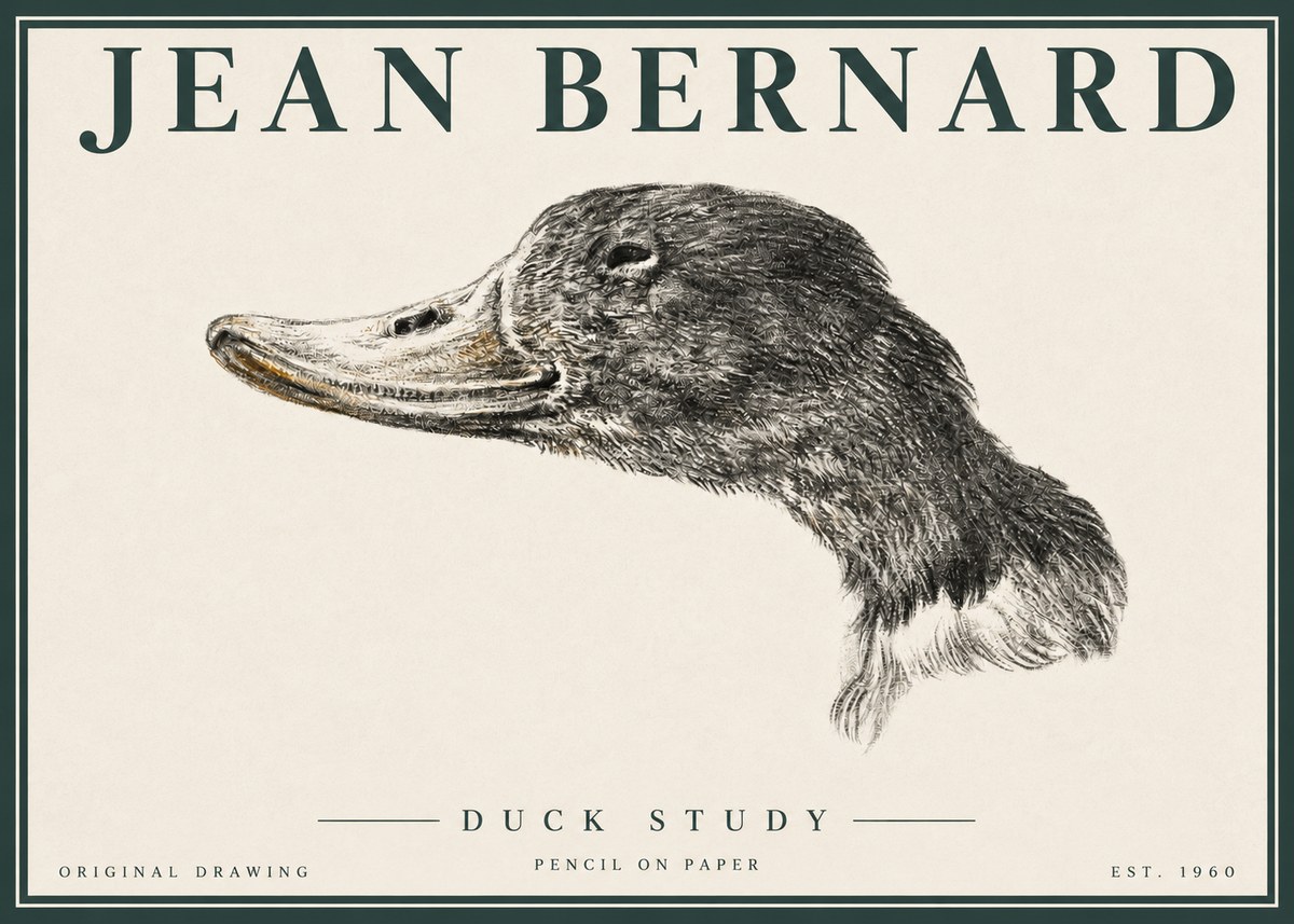 Jean Bernard Study of a Duck No4 - Plakat